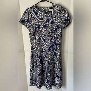 MICHAEL Michael Kors Navy and White Paisley Dress size 6 knee length